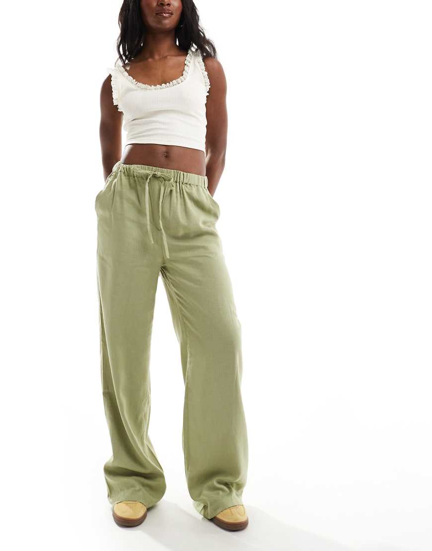Threadbare - Leinenmix-Hose in Grün mit elastischem Bund Threadbare - Leinenmix-Hose in Grün mit elastischem Bund von Threadbare