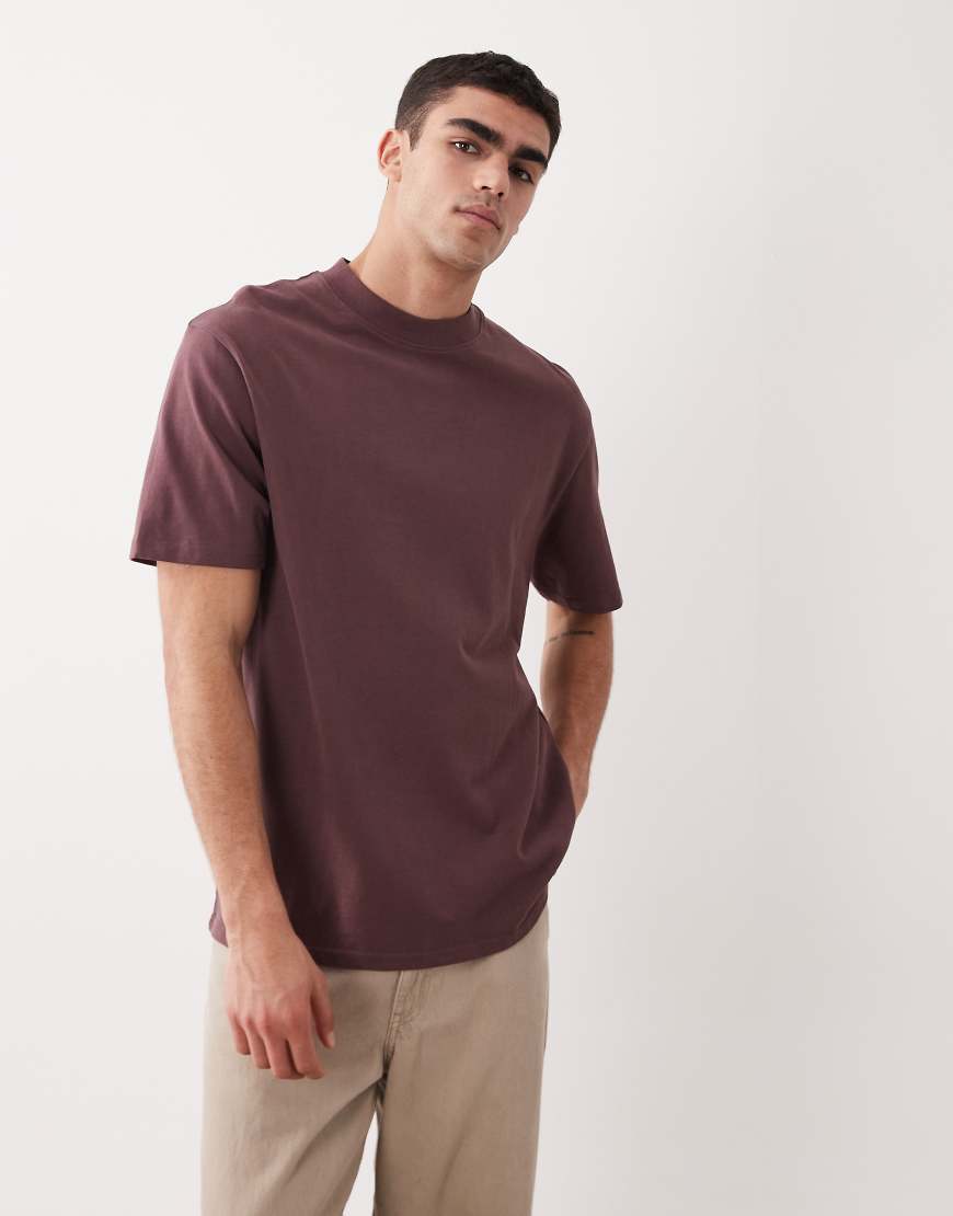 Threadbare - Locker geschnittenes T-Shirt in Pflaume mit Rundhalsausschnitt-Lila von Threadbare