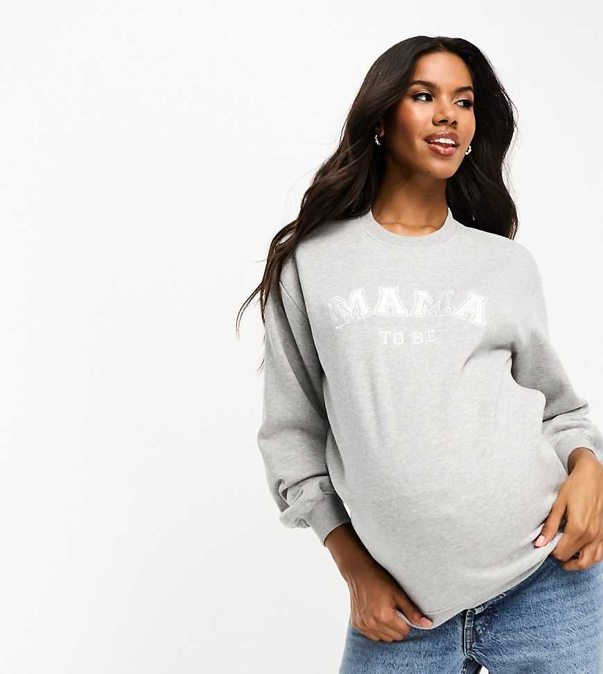 Threadbare Maternity - Dixie - Oversize-Pullover in Grau mit aufgesticktem Slogan Threadbare Maternity - Dixie - Oversize-Pullover in Grau mit aufgesticktem Slogan von Threadbare