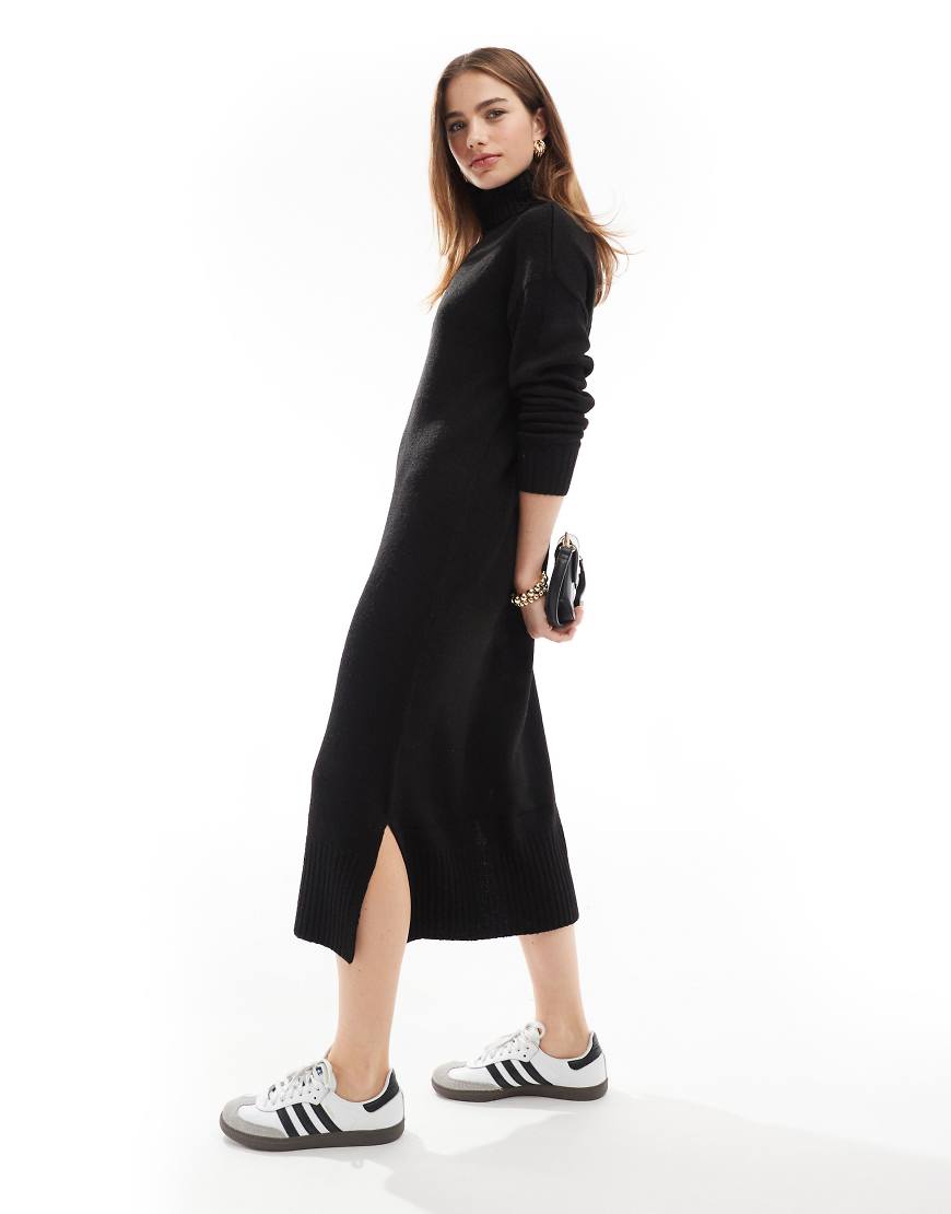 Threadbare - Maxi-Pulloverkleid in Schwarz mit Rollkragen Threadbare - Maxi-Pulloverkleid in Schwarz mit Rollkragen von Threadbare