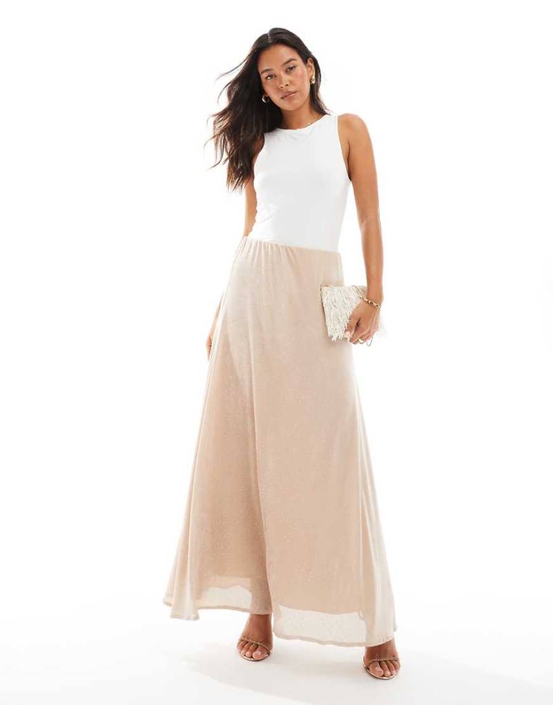 Threadbare - Maxirock aus Glitzer-Samt in Altrosa von Threadbare