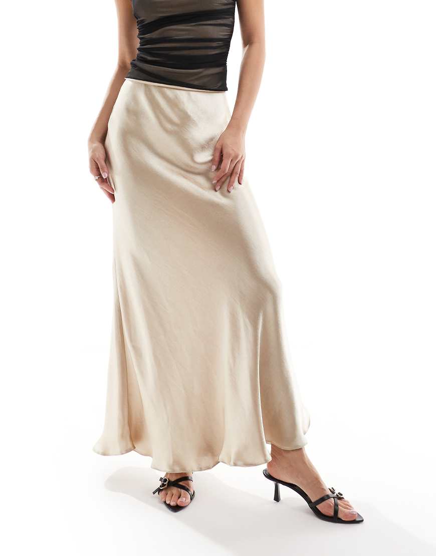 Threadbare - Maxirock aus Satin in Champagner-Neutral Threadbare - Maxirock aus Satin in Champagner-Neutral von Threadbare