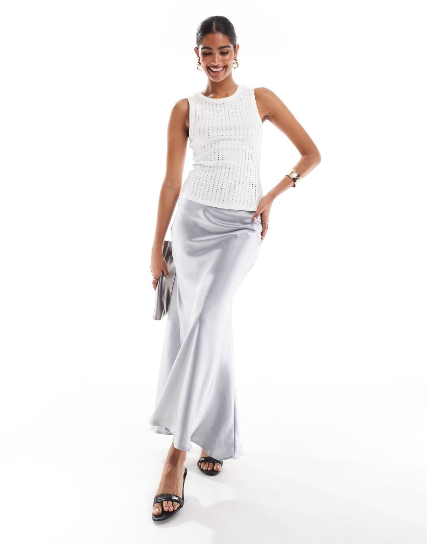 Threadbare - Maxirock aus Satin in Silber Threadbare - Maxirock aus Satin in Silber von Threadbare