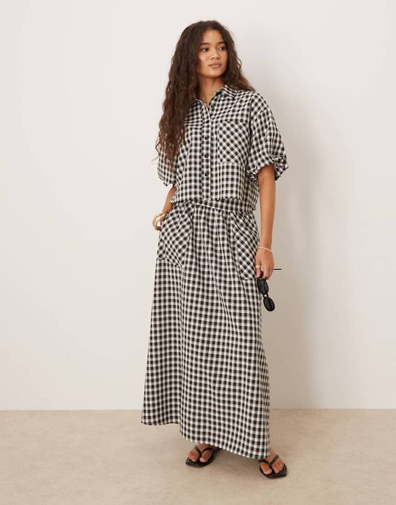 Threadbare - Midirock in Schwarz-Weiß mit Vichy-Karos, Kombiteil von Threadbare