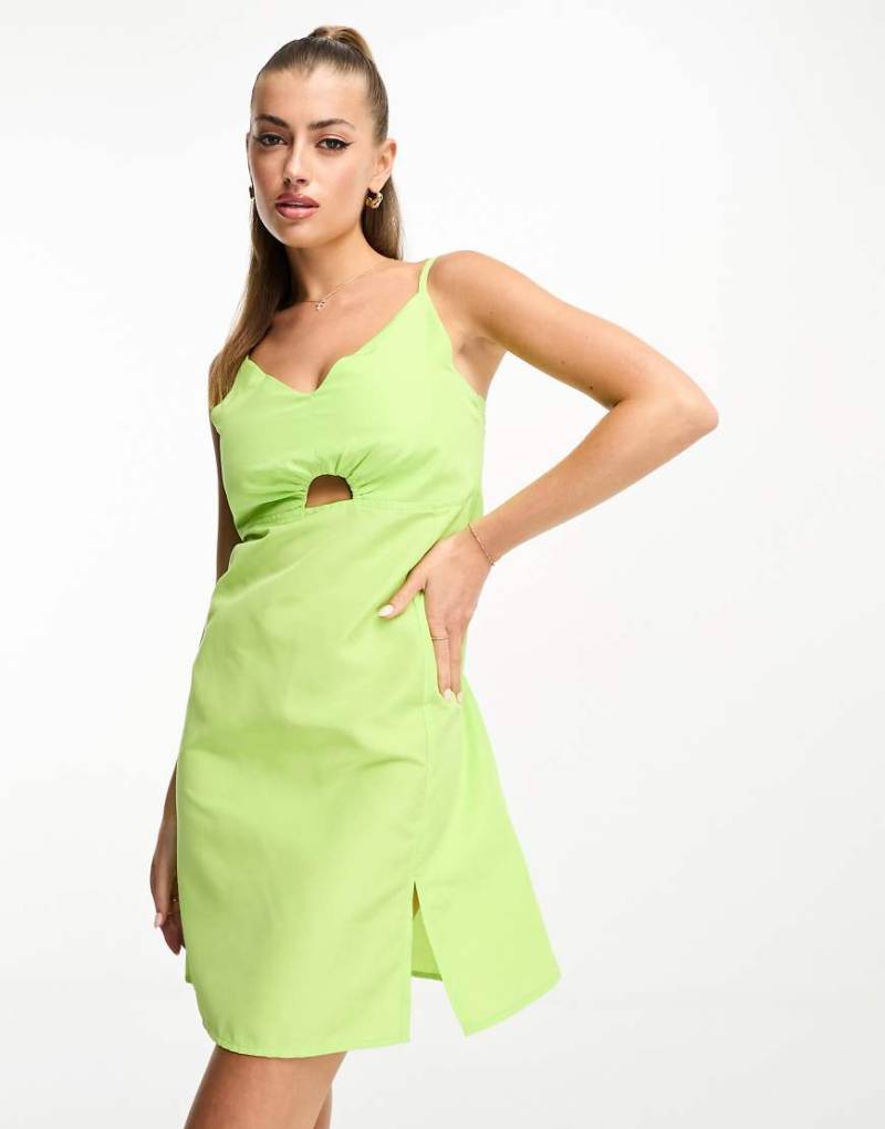 Threadbare - Mini-Trägerkleid aus Popeline mit Zierausschnitt-Gelb von Threadbare