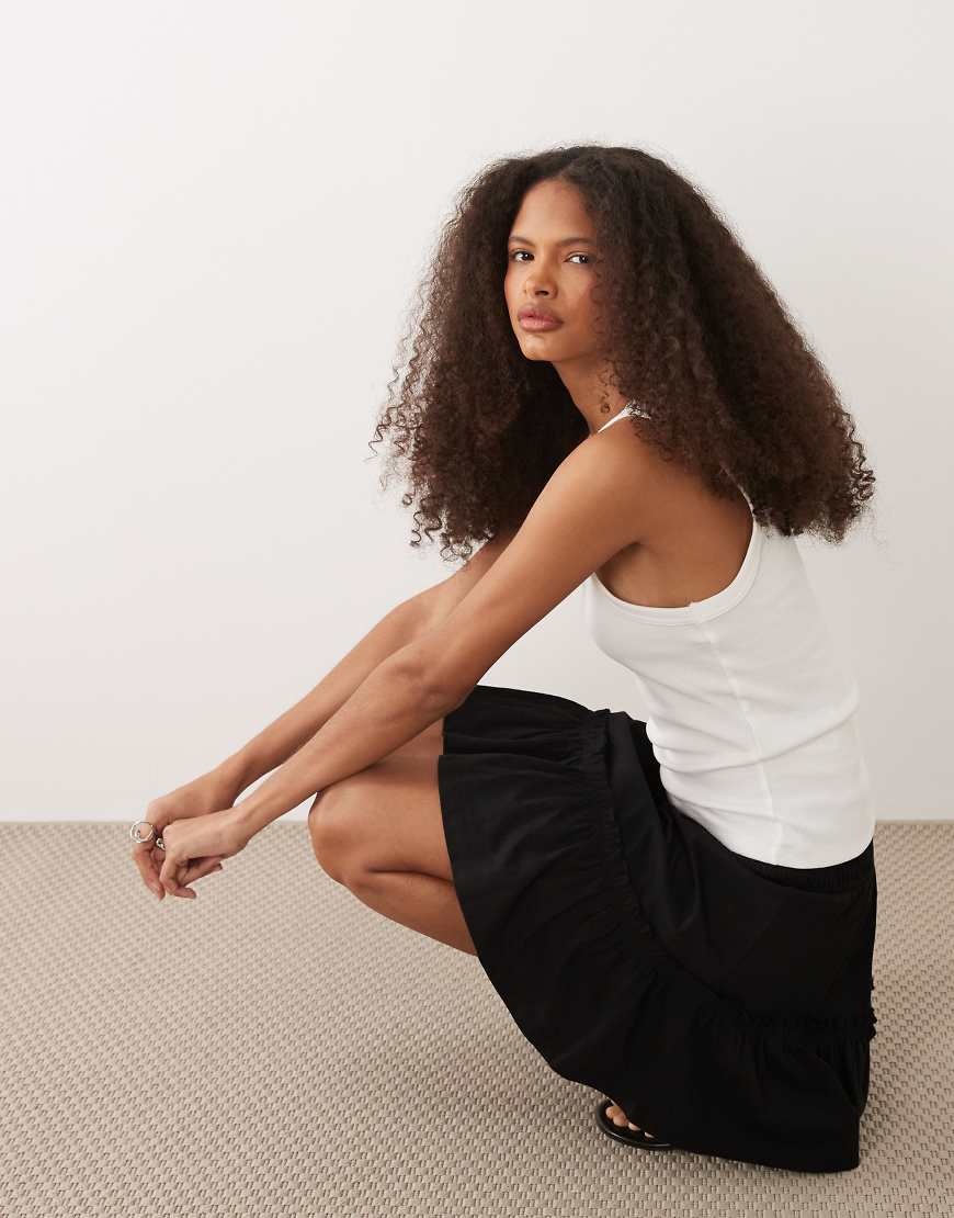Threadbare - Minirock aus Jersey in Schwarz mit Rüschen von Threadbare