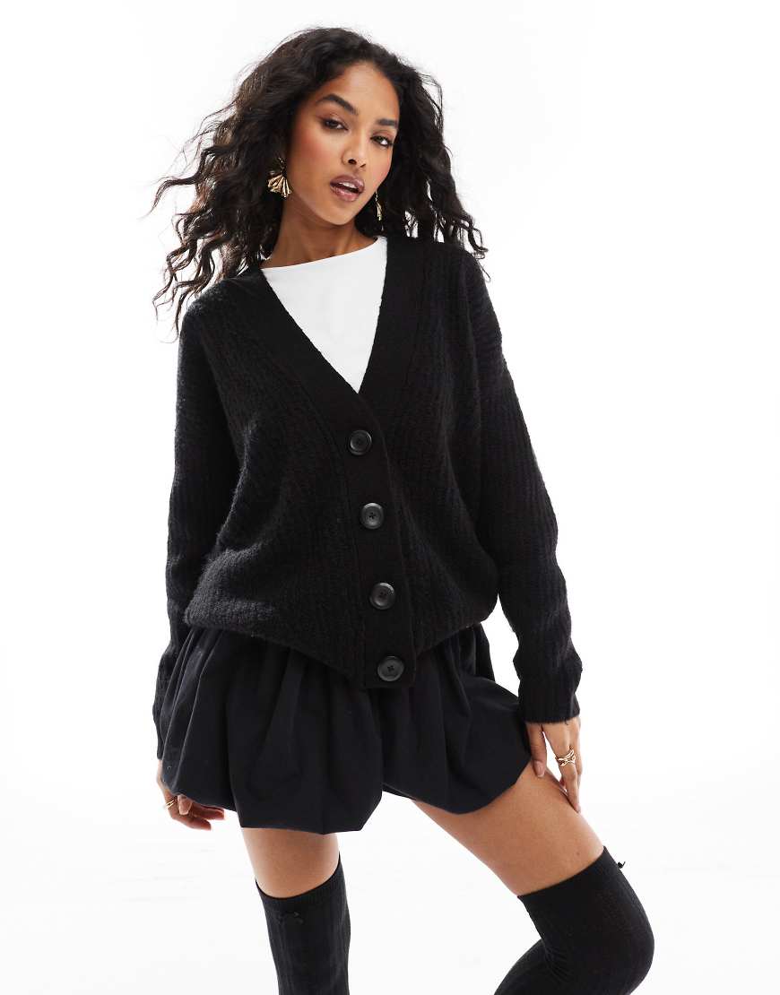 Threadbare - Oversize-Strickjacke in Schwarz-Neutral von Threadbare
