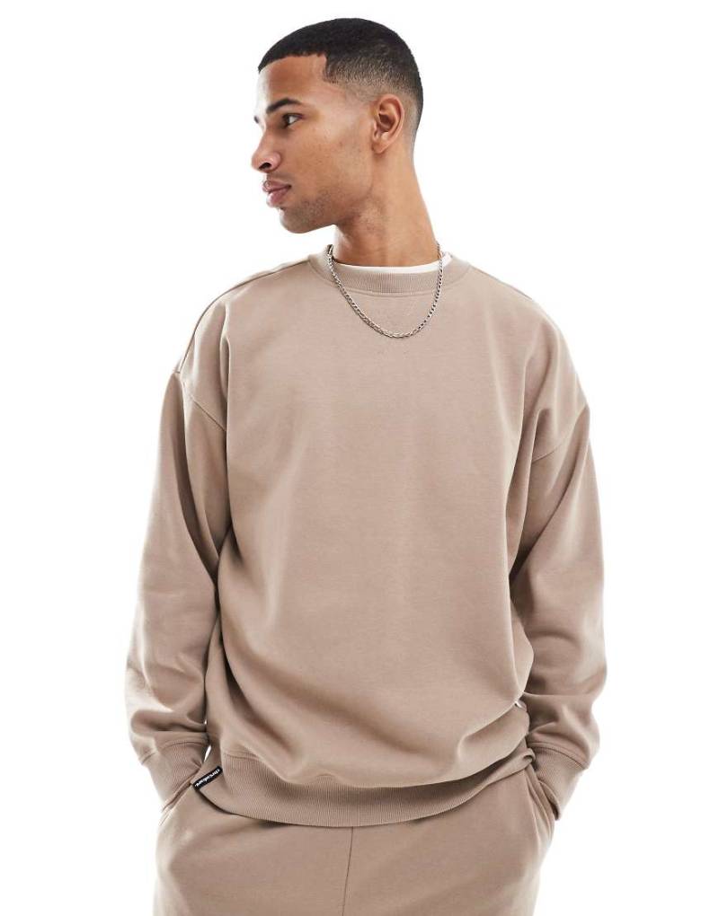 Threadbare - Oversize-Sweatshirt in Steinbeige, Kombiteil-Neutral von Threadbare