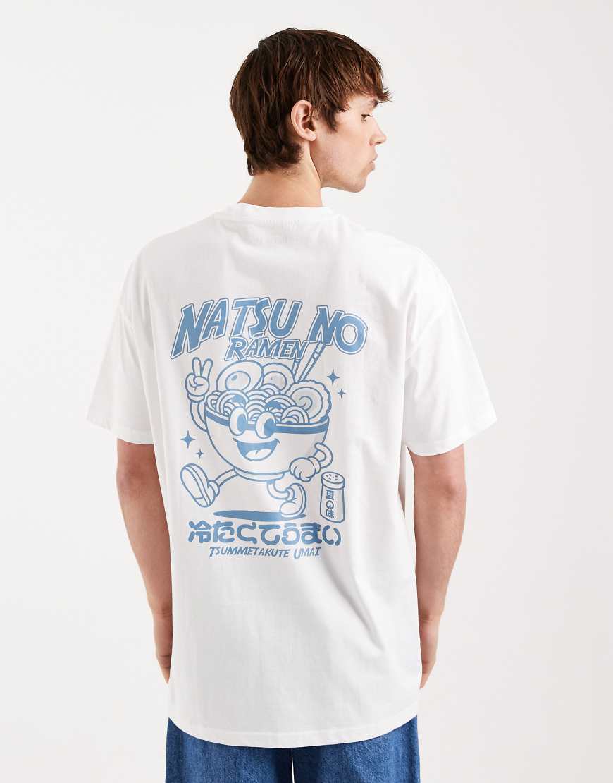 Threadbare - Oversize-T-Shirt in Weiß mit Ramen-Grafikprint von Threadbare