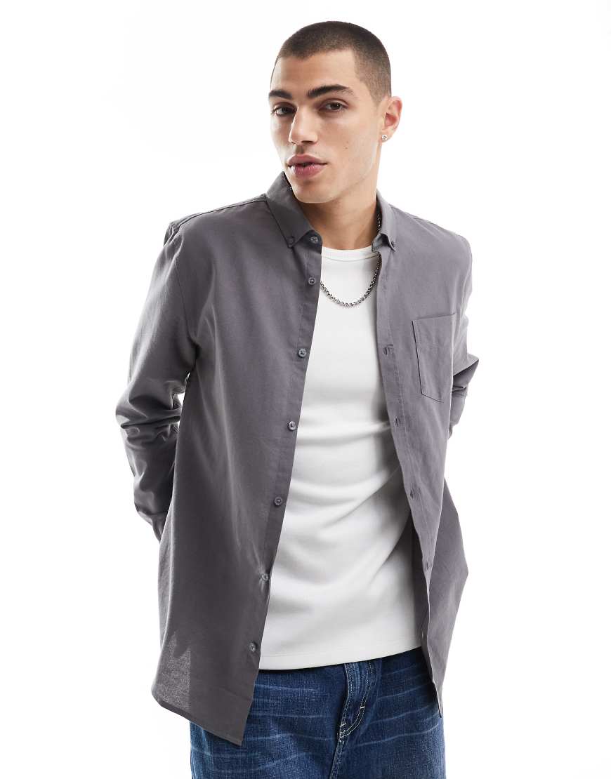 Threadbare - Oxford-Hemd in Schiefergrau von Threadbare