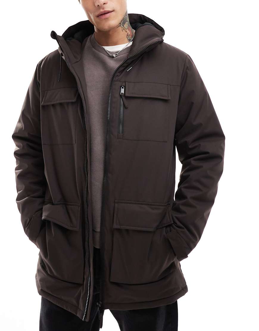 Threadbare - Parka-Jacke in Braun mit mehreren Taschen Threadbare - Parka-Jacke in Braun mit mehreren Taschen von Threadbare