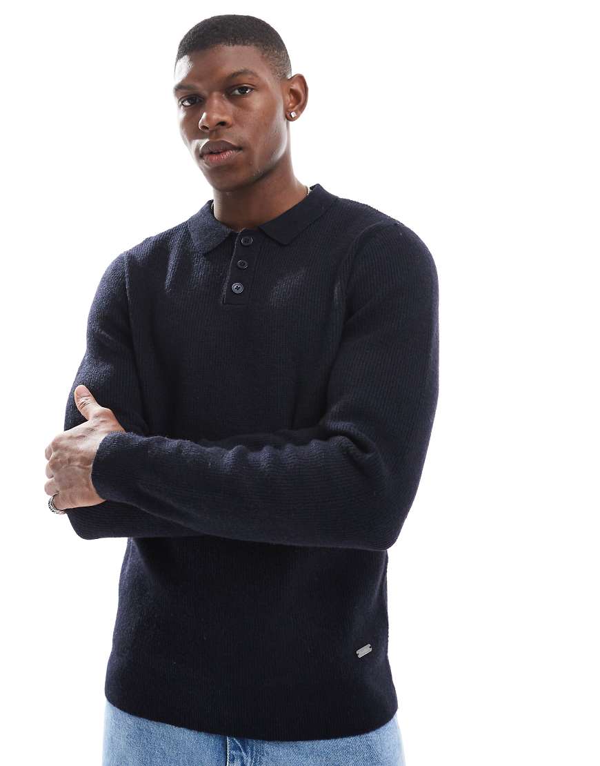 Threadbare - Polo-Oberteil aus Strick in Marineblau von Threadbare