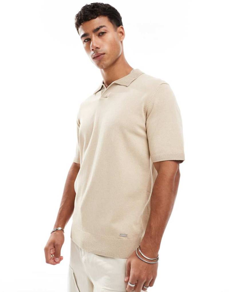 Threadbare - Polohemd in Beige mit hohem Baumwollanteil-Neutral von Threadbare