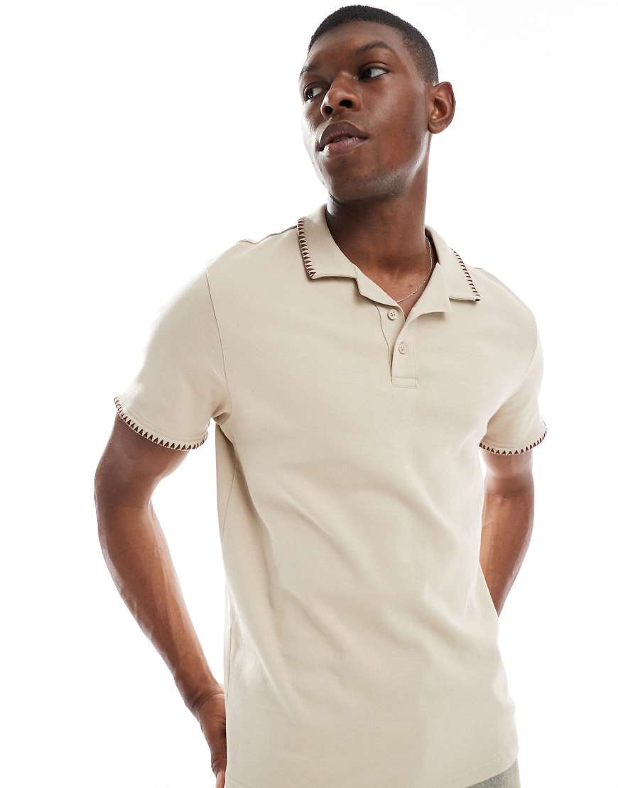 Threadbare - Polohemd in Steinbeige mit hohem Baumwollanteil-Neutral Threadbare - Polohemd in Steinbeige mit hohem Baumwollanteil-Neutral von Threadbare