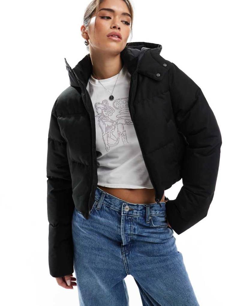 Threadbare - Pufferjacke mit kurzem Schnitt in Schwarz von Threadbare