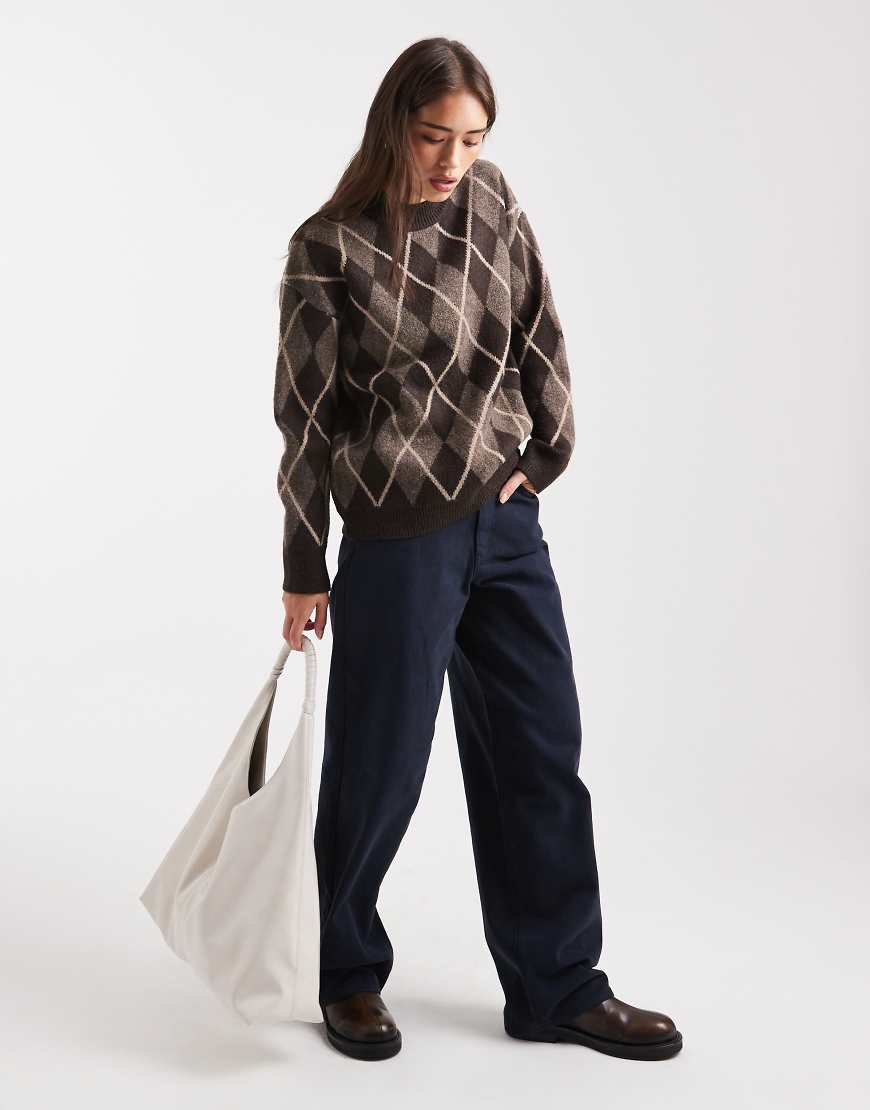 Threadbare - Pullover in Braun mit Argylemuster und Rundhalsausschnitt-Brown Threadbare - Pullover in Braun mit Argylemuster und Rundhalsausschnitt-Brown von Threadbare