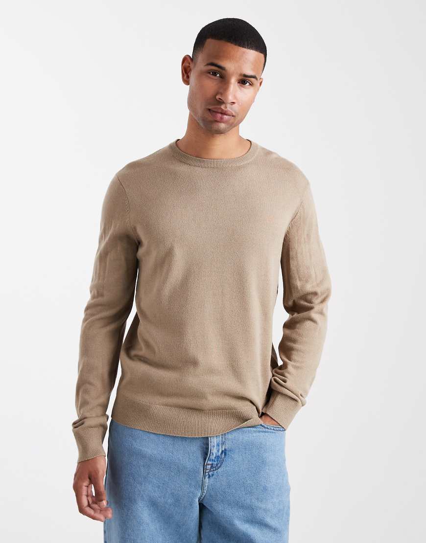 Threadbare - Pullover in Hellbeige mit Rundhalsausschnitt-Neutral von Threadbare