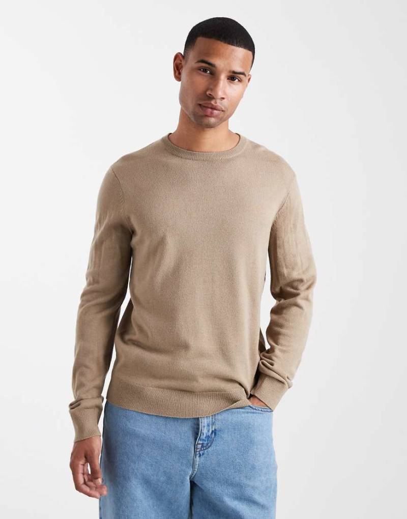 Threadbare - Pullover in Hellbeige mit Rundhalsausschnitt-Neutral von Threadbare