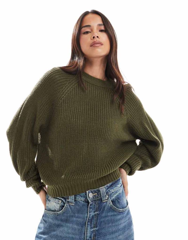Threadbare - Pullover in Khaki mit Rundhalsausschnitt-Grün von Threadbare
