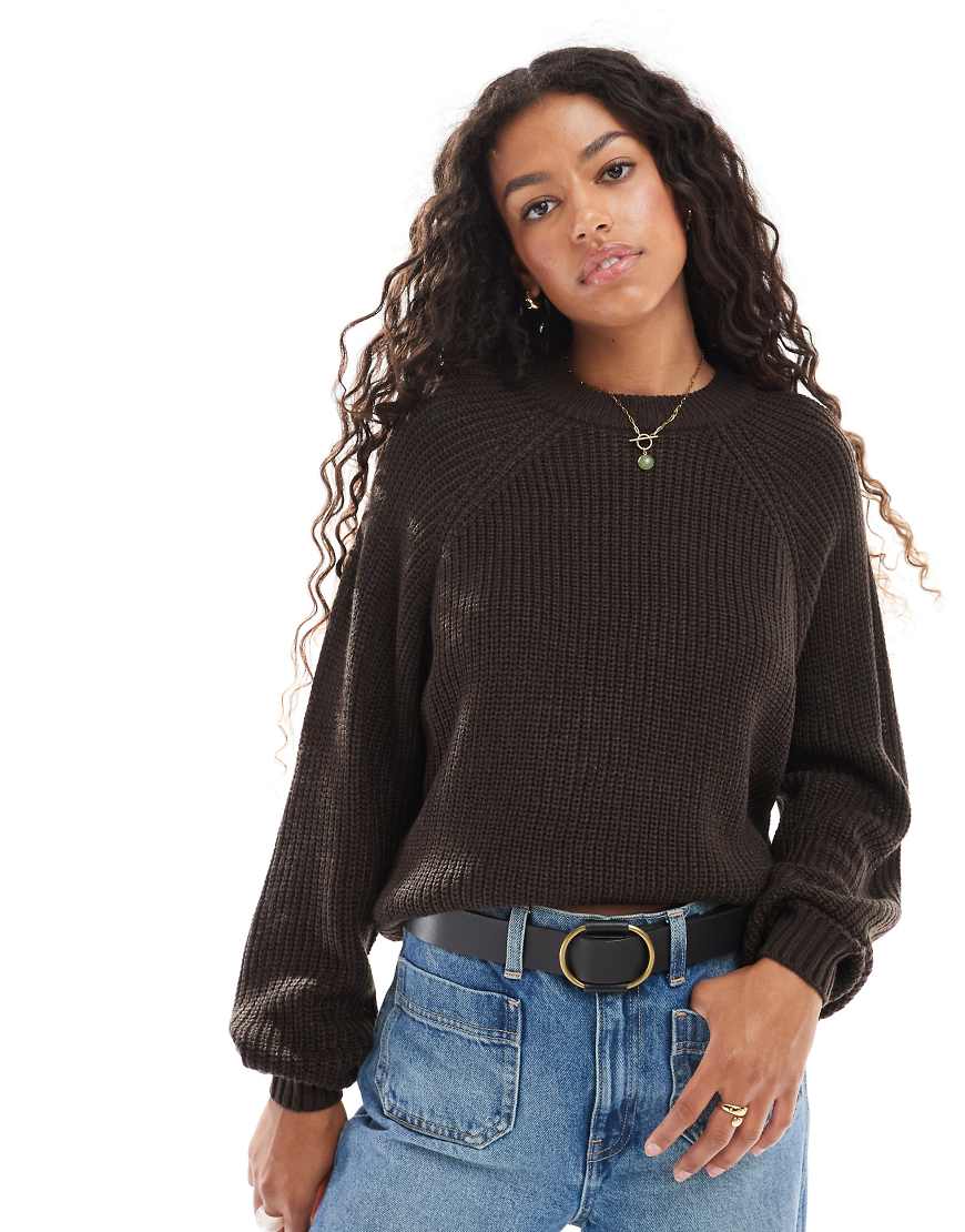 Threadbare - Pullover in Schokoladenbraun mit Rundhalsausschnitt von Threadbare