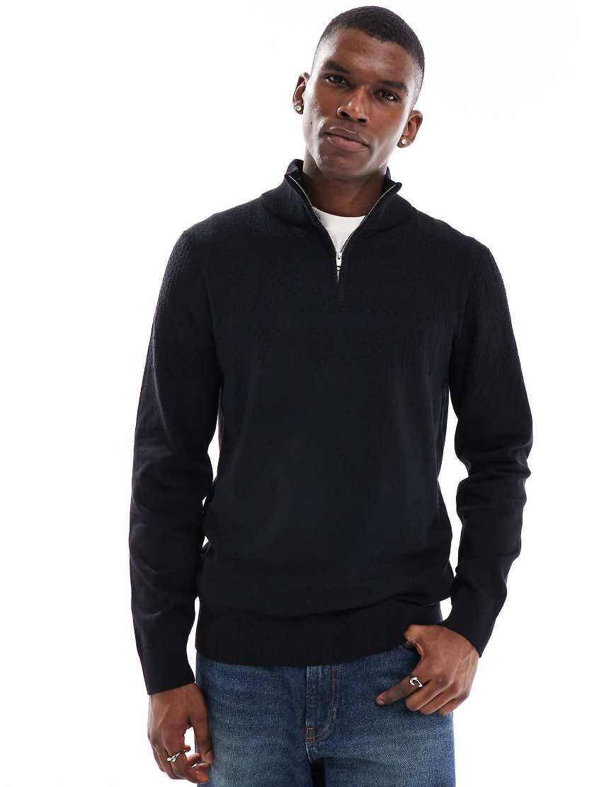 Threadbare - Pullover in Schwarz mit kurzem Reißverschluss Threadbare - Pullover in Schwarz mit kurzem Reißverschluss von Threadbare