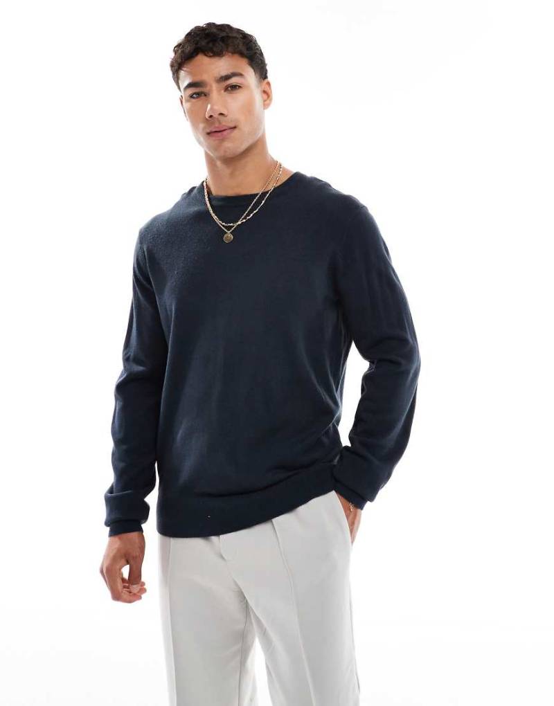 Threadbare - Pullover mit Rundhalsausschnitt in Marineblau von Threadbare