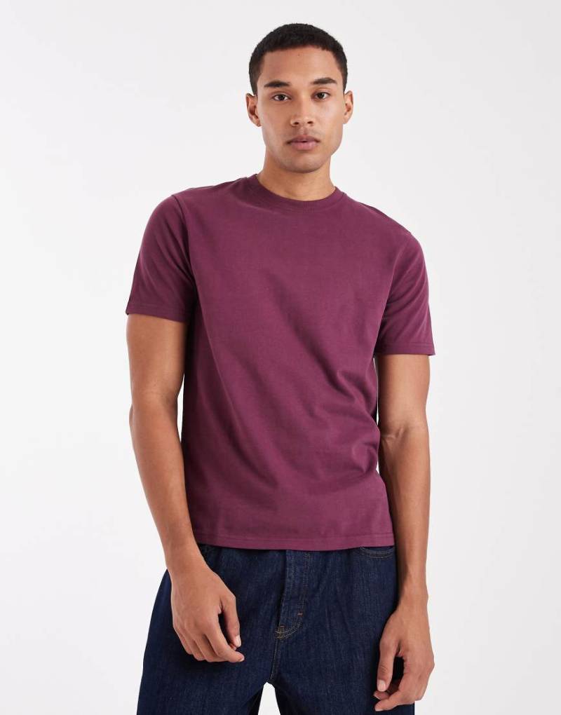 Threadbare - Regular-Fit-T-Shirt in Burgunderrot von Threadbare
