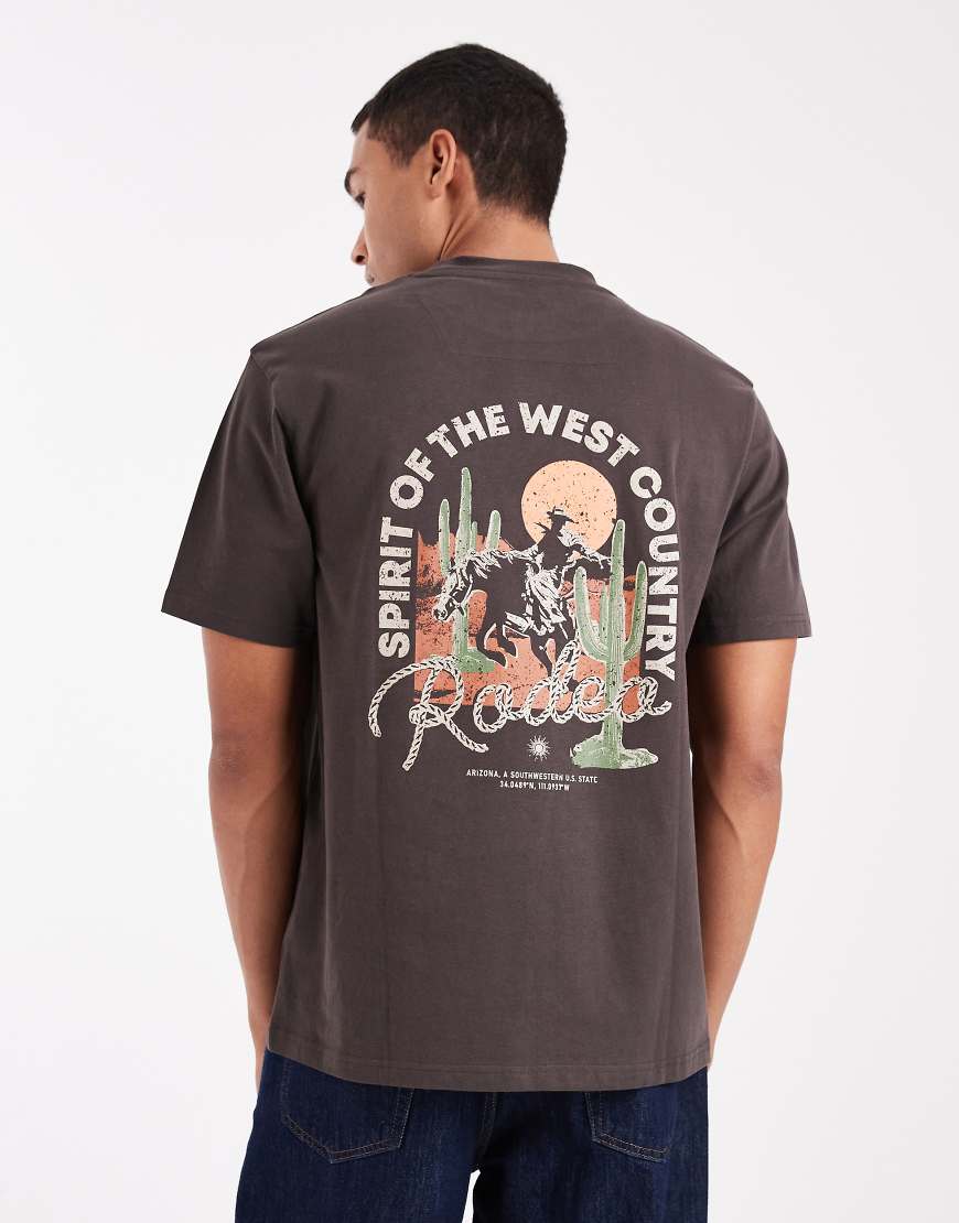 Threadbare - Relaxed-Fit-T-Shirt in Braun mit „Rodeo"-Motivprint-Brown Threadbare - Relaxed-Fit-T-Shirt in Braun mit „Rodeo"-Motivprint-Brown von Threadbare