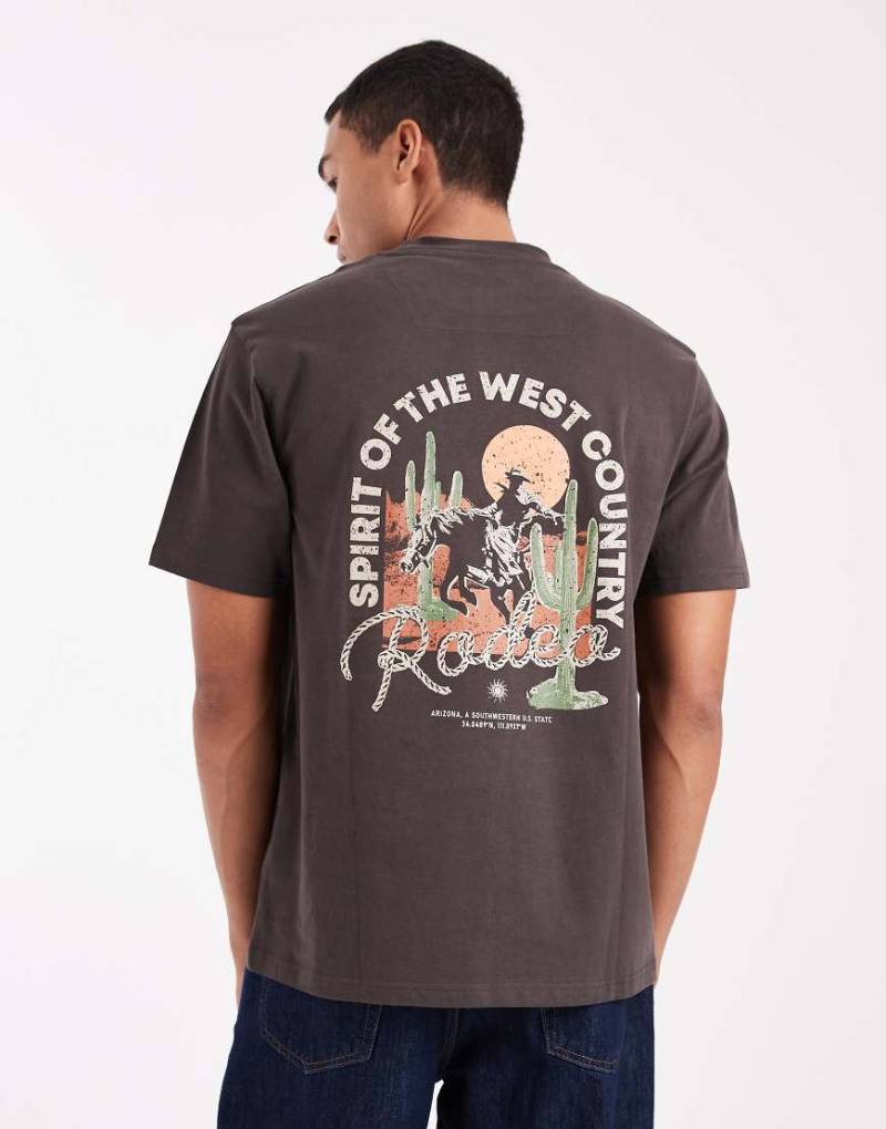 Threadbare - Relaxed-Fit-T-Shirt in Braun mit „Rodeo"-Motivprint-Brown von Threadbare