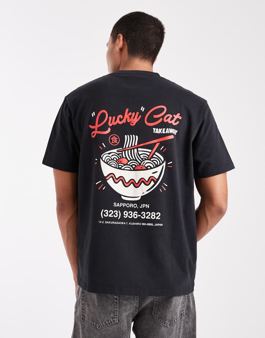 Threadbare - Relaxed-Fit-T-Shirt in Schwarz mit Takeaway-Grafikprint Threadbare - Relaxed-Fit-T-Shirt in Schwarz mit Takeaway-Grafikprint von Threadbare