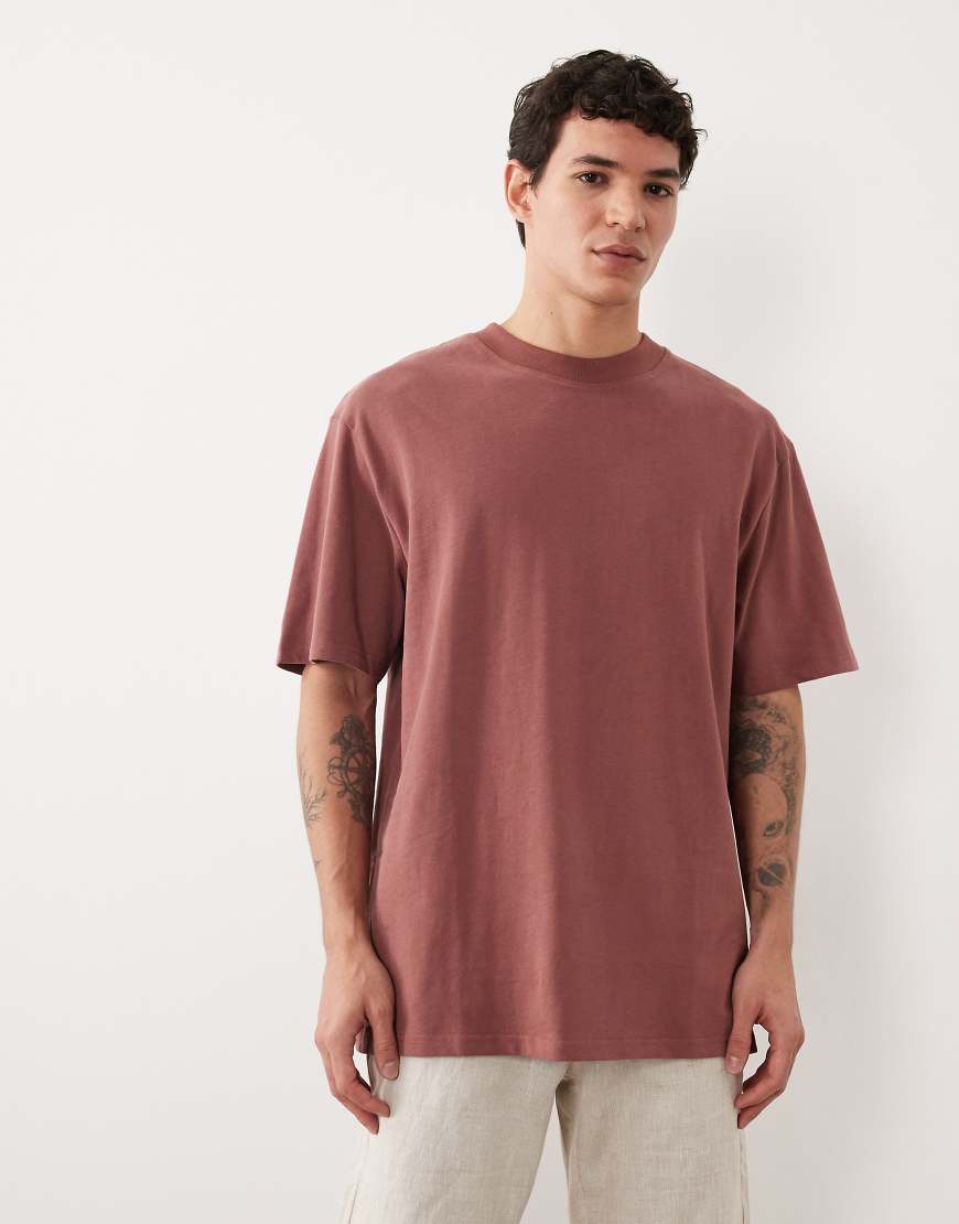 Threadbare - Relaxed-Fit-T-Shirt in Staubrosa mit Rundhalsausschnitt von Threadbare