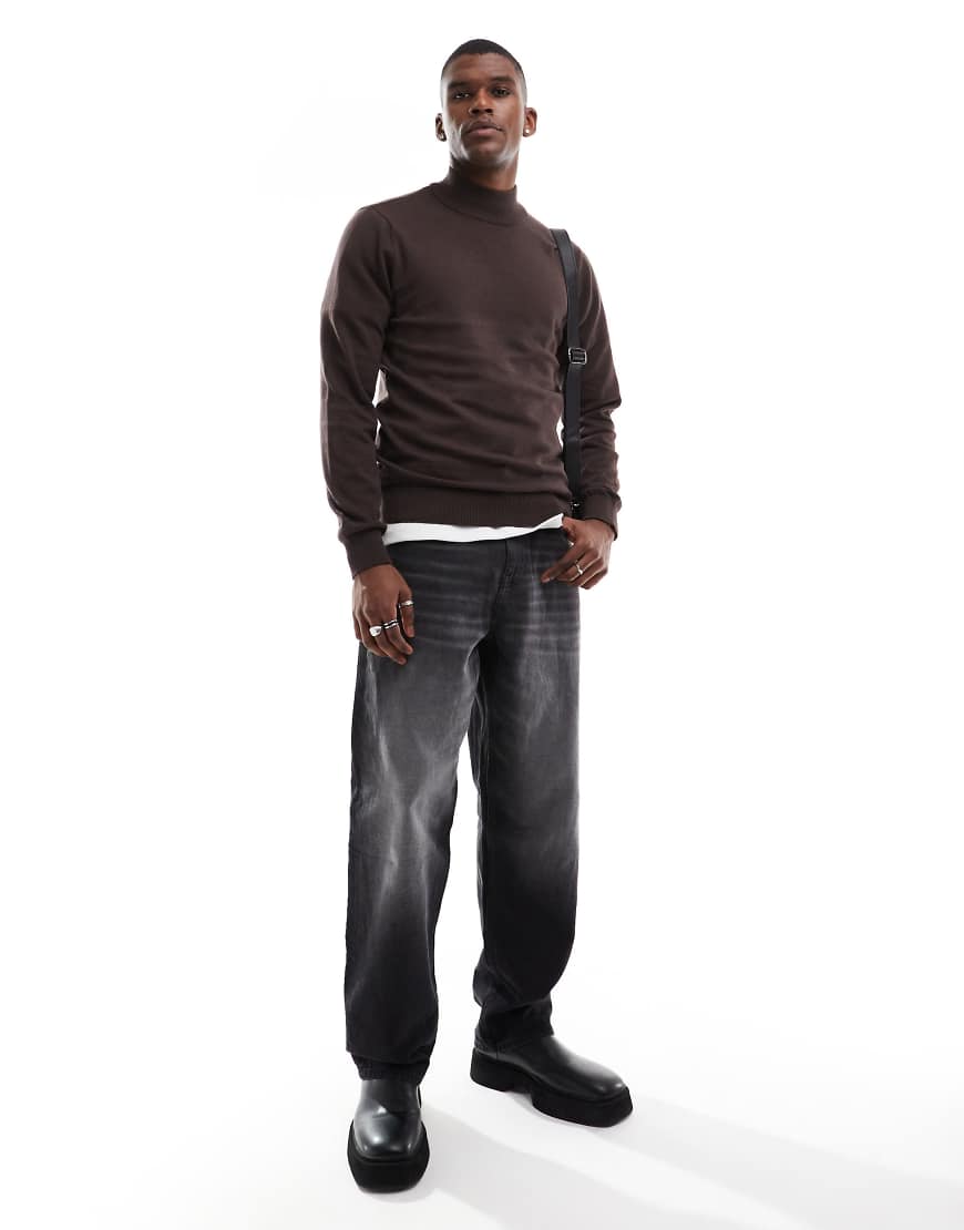 Threadbare - Rollkragenpullover aus Baumwolle in Braun Threadbare - Rollkragenpullover aus Baumwolle in Braun von Threadbare