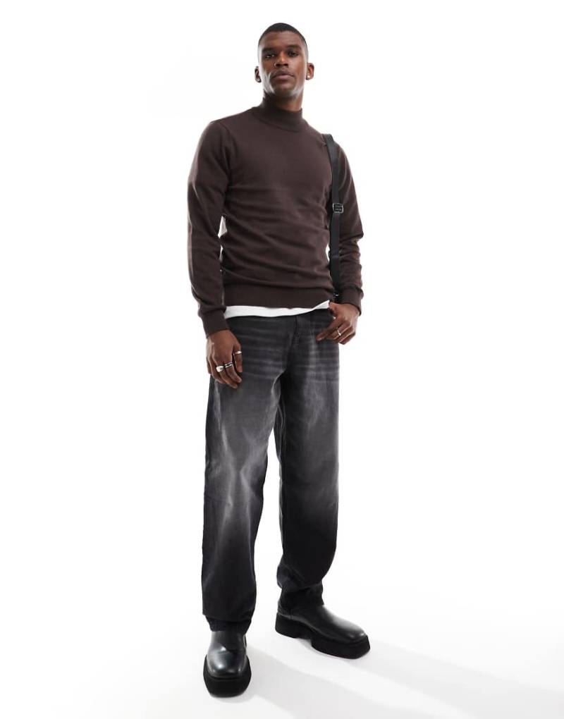 Threadbare - Rollkragenpullover aus Baumwolle in Braun von Threadbare