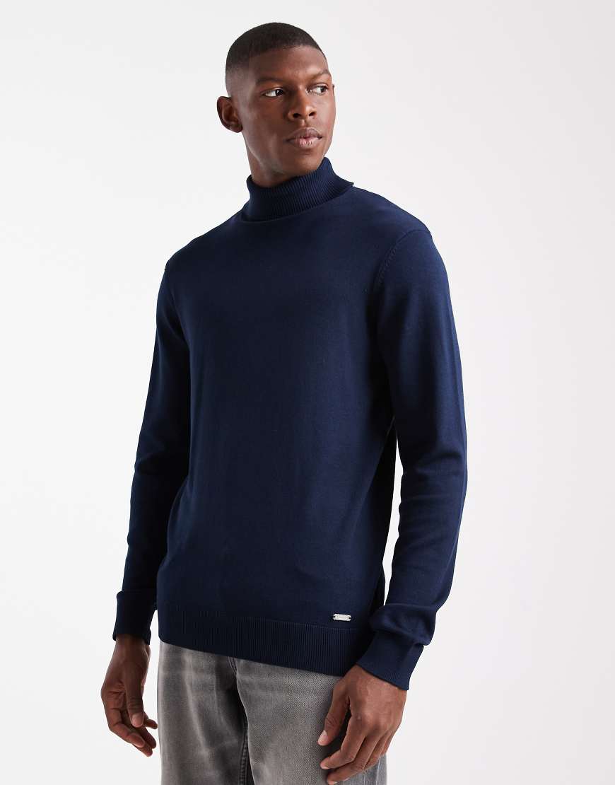 Threadbare - Rollkragenpullover in Marineblau von Threadbare