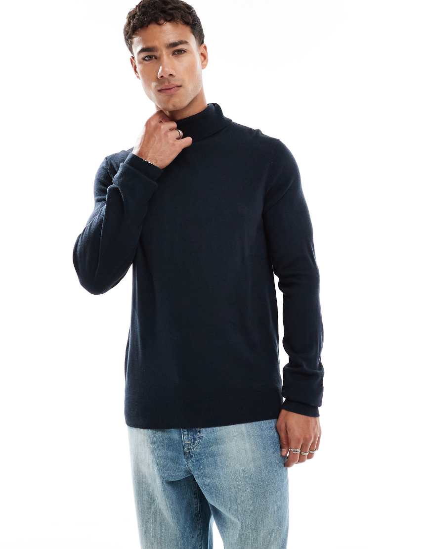 Threadbare - Rollkragenpullover in Marineblau von Threadbare