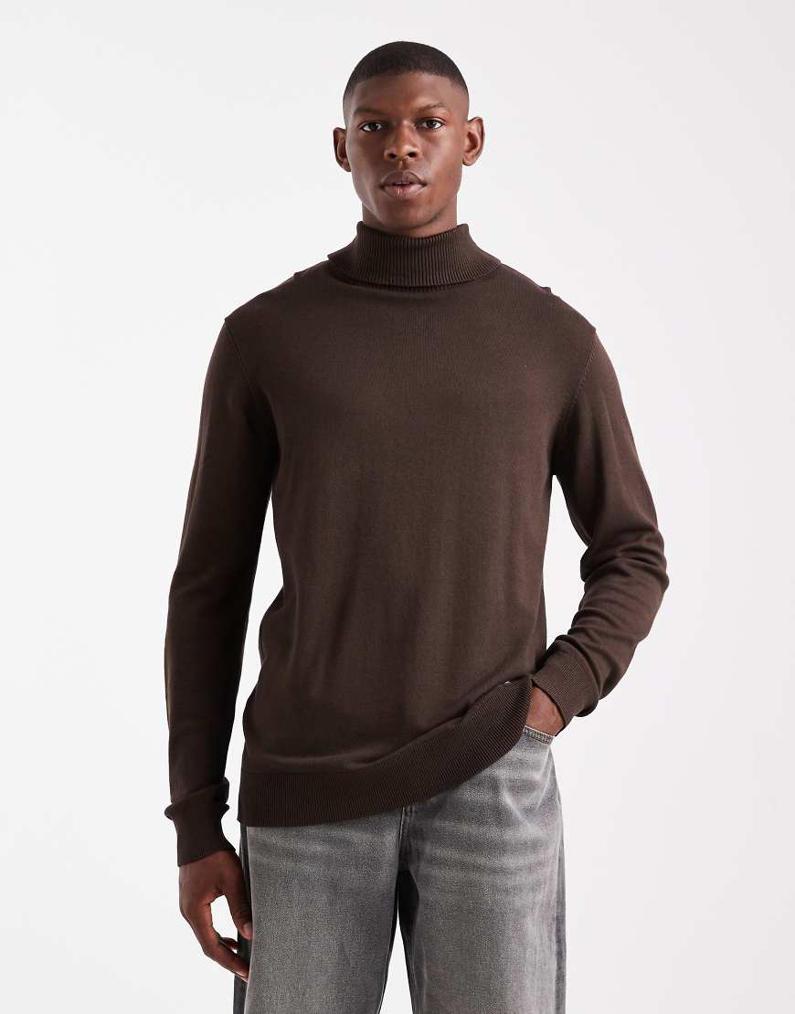 Threadbare - Rollkragenpullover in Schokoladenbraun-Brown von Threadbare
