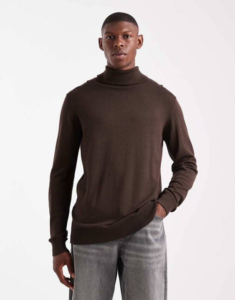 Threadbare - Rollkragenpullover in Schokoladenbraun-Brown von Threadbare