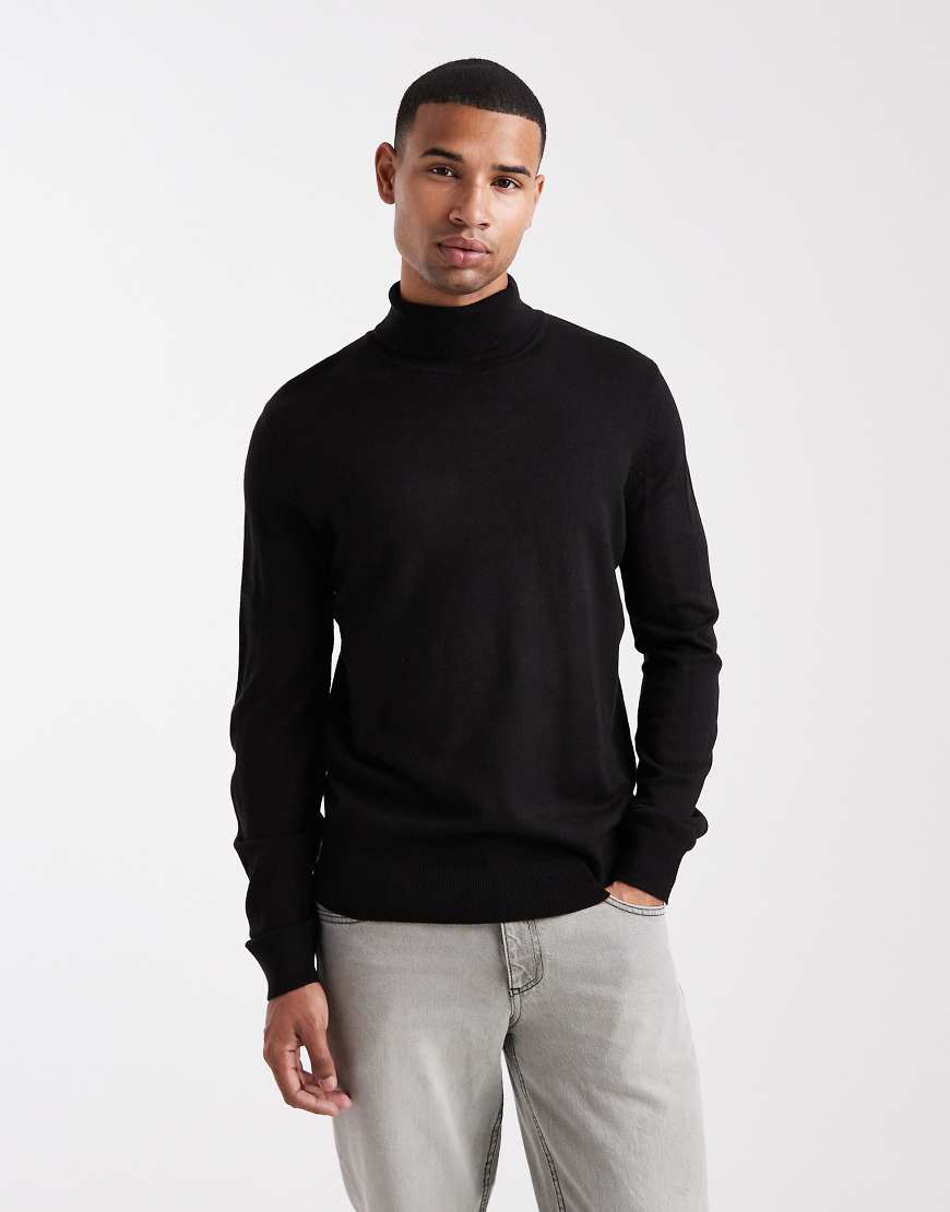 Threadbare - Rollkragenpullover in Schwarz von Threadbare