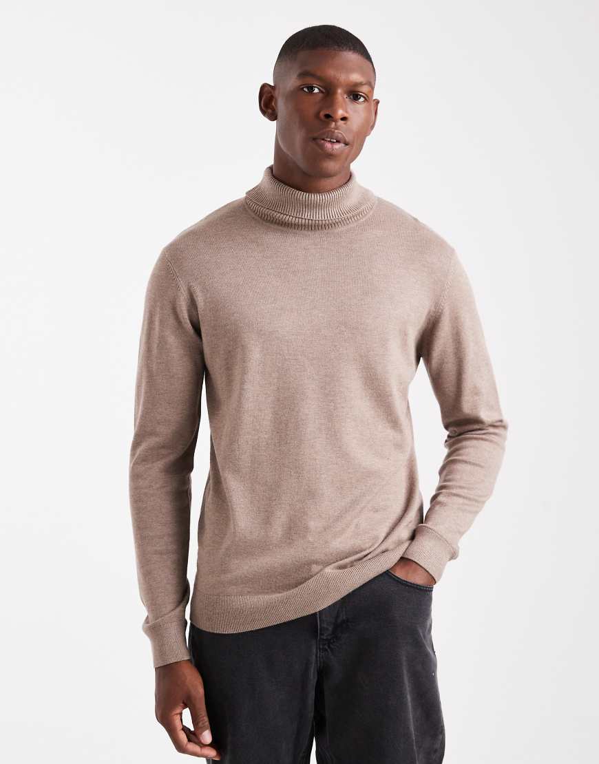 Threadbare - Rollkragenpullover in Taupe-Neutral von Threadbare