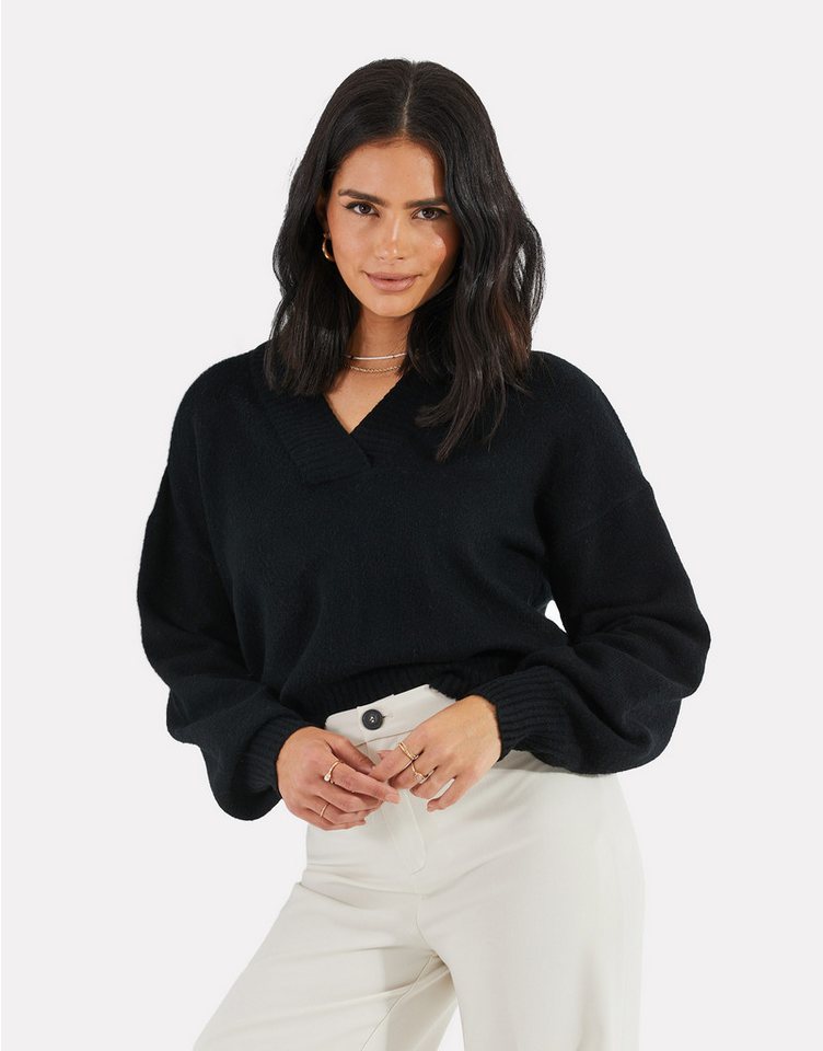 Threadbare Rundhalspullover Bloom mit femininem V-Ausschnitt von Threadbare