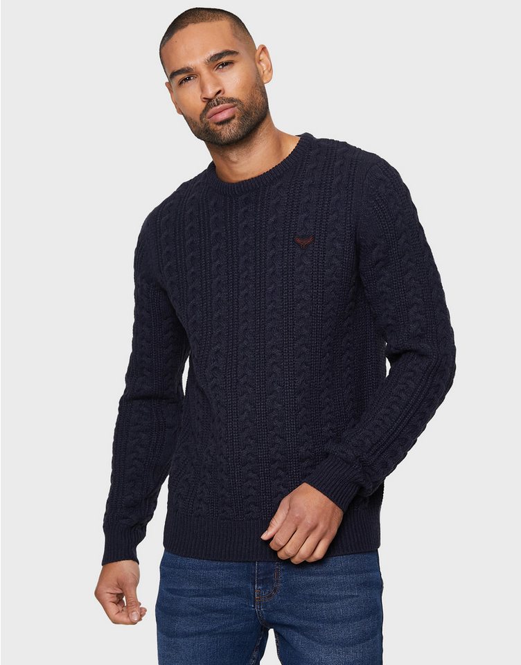 Threadbare Rundhalspullover Ely mit Zopfstrickmuster von Threadbare