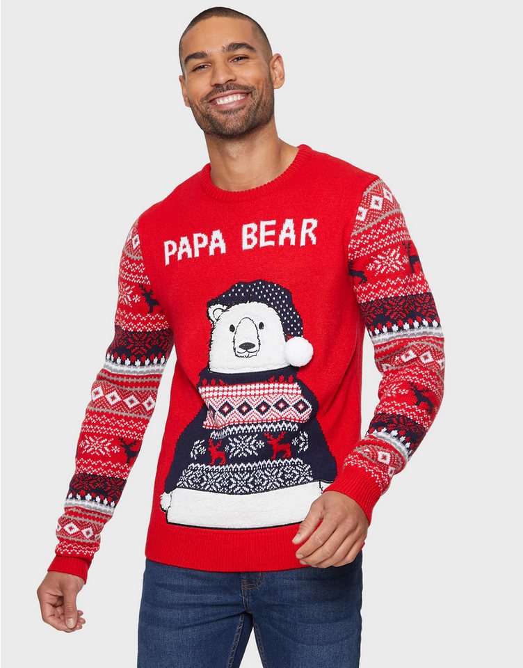 Threadbare Rundhalspullover Mens Family Bear Christmas Jumper (1-tlg) mit tollem Weihnachtsmotiv von Threadbare