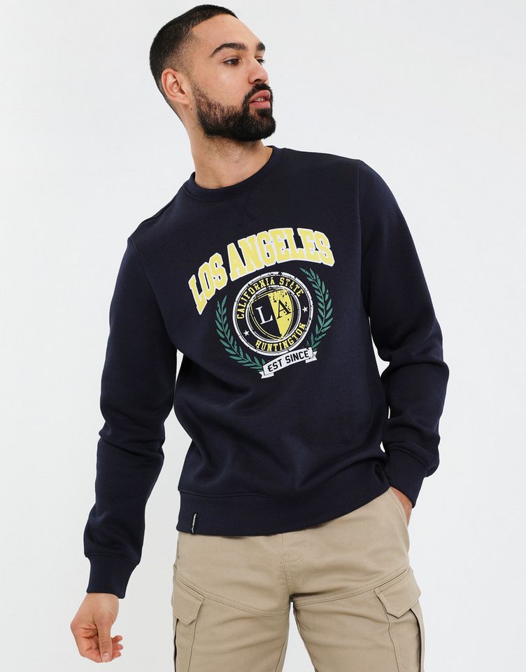 Threadbare Rundhalspullover THB Fleece Crew Ocean (1-tlg) mit coolem Print von Threadbare
