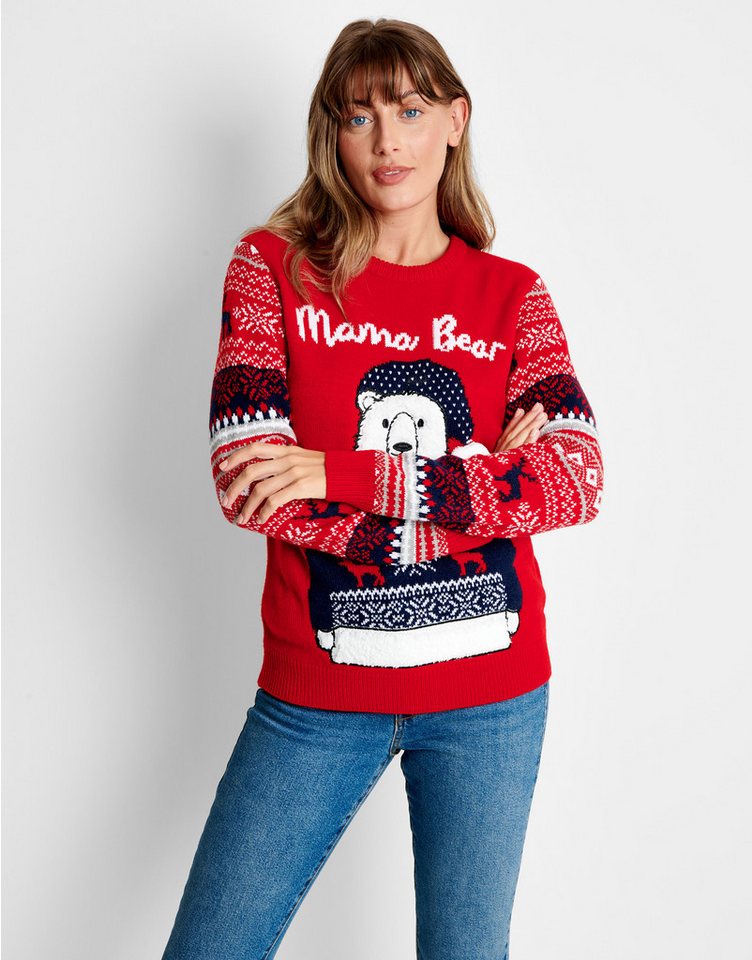 Threadbare Rundhalspullover THB Ladies Xmas Jumper Bear (1-tlg) mit tollem Weihnachts-Design von Threadbare