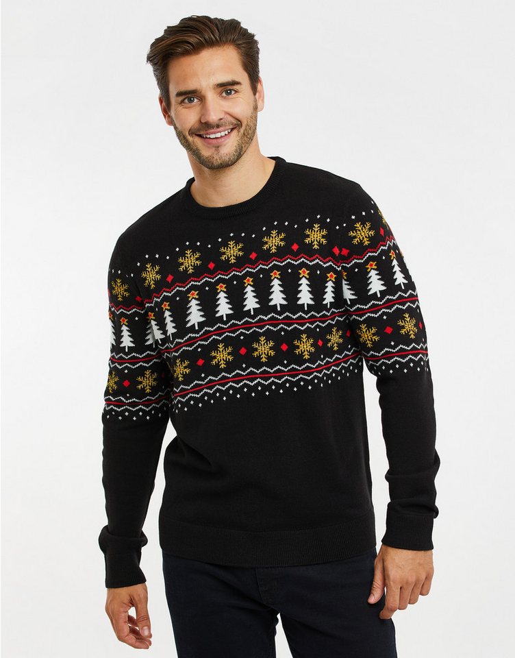 Threadbare Rundhalspullover THB Mens Christmas Jumper Knitwear ELP (1-tlg) mit weihnachtlichem Motiv von Threadbare