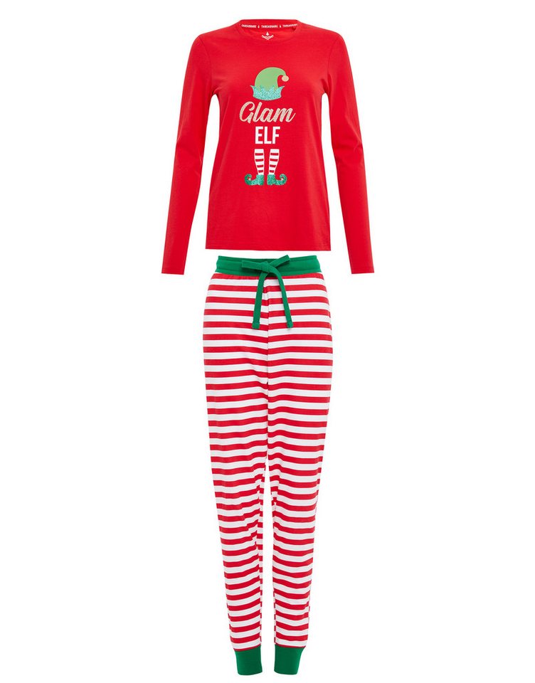 Threadbare Schlafanzug Ladies THB Xmas Nightwear Cane (1 tlg) im coolen Elfen-Look von Threadbare
