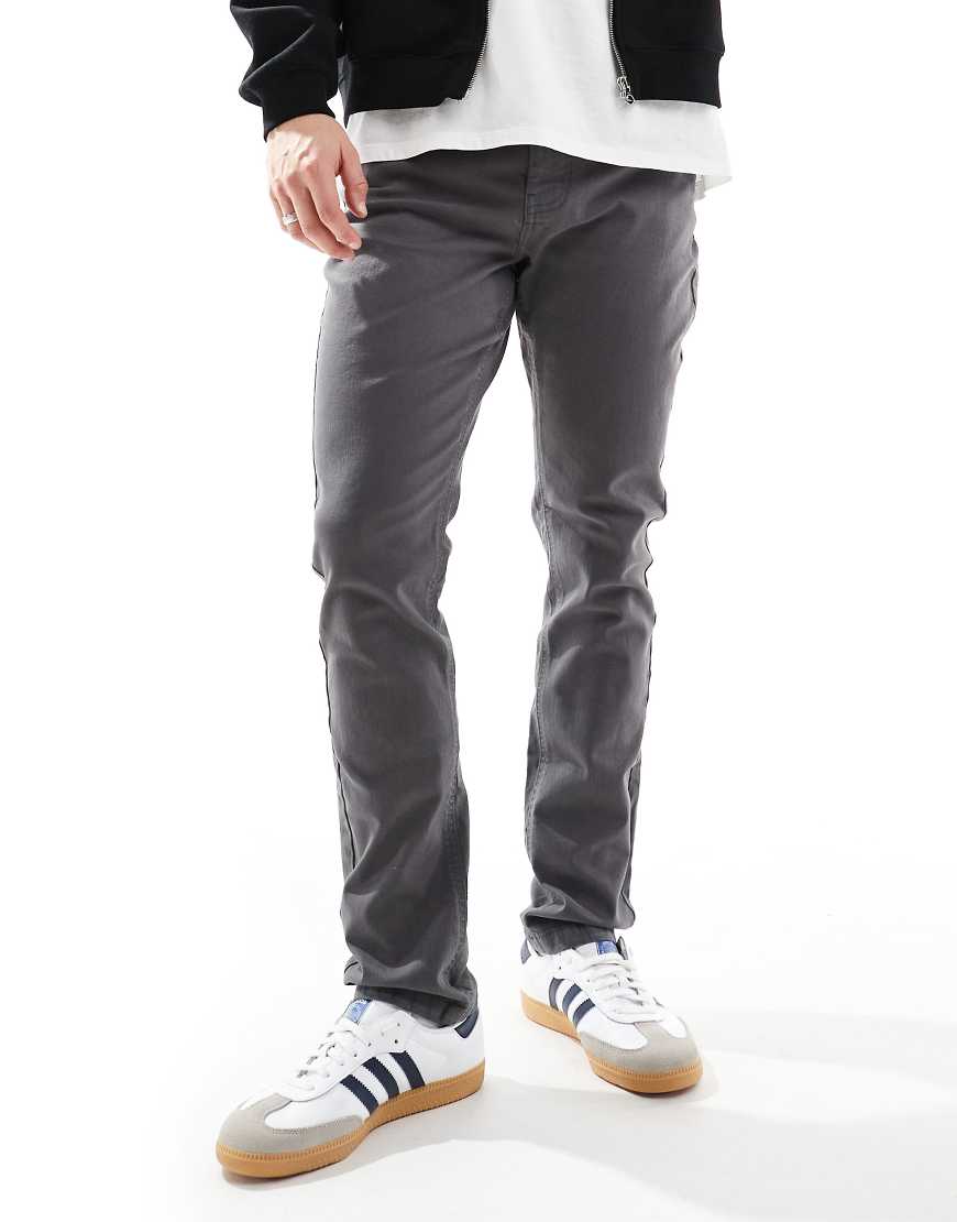 Threadbare - Schmal geschnittene Chinohose in Anthrazit-Grau von Threadbare