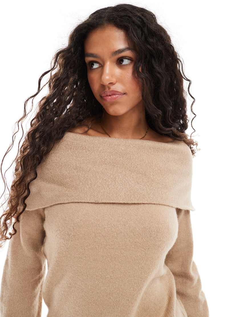 Threadbare - Schulterfreier Pullover in Taupe-Neutral Threadbare - Schulterfreier Pullover in Taupe-Neutral von Threadbare