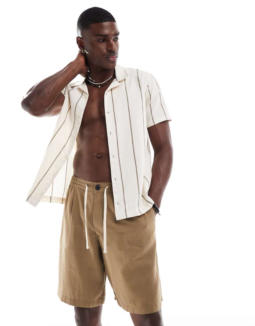 Threadbare - Shorts in Steingrau mit hohem Leinenanteil und Tunnelzug-Neutral Threadbare - Shorts in Steingrau mit hohem Leinenanteil und Tunnelzug-Neutral von Threadbare