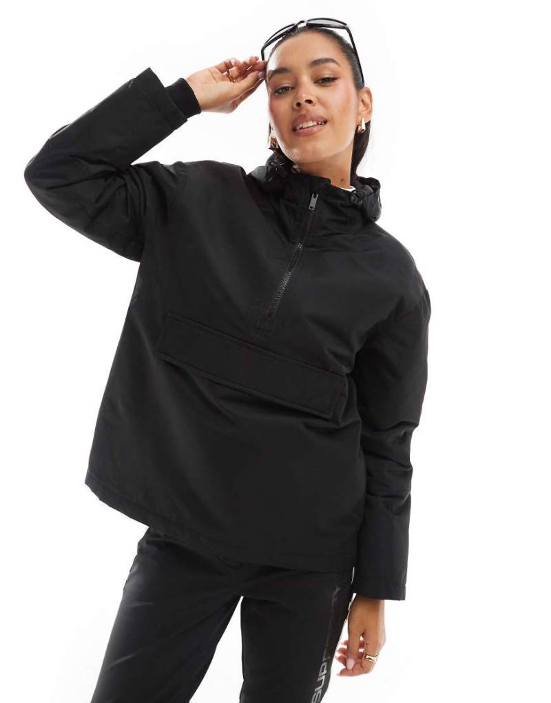 Threadbare - Ski - Schlupfjacke in Schwarz mit kurzem Reißverschluss von Threadbare